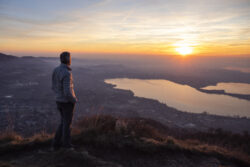 Hike on mountain looking landscape